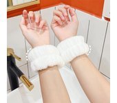 2 uds., un par, banda para lavar la cara y la muñeca, absorber deportes acuáticos, limpiar el sudor, pulsera, diadema, funda a prueba de humedad, protector de muñeca blanco