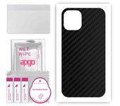 Adhesivo protector de piel para la parte trasera compatible con Apple iPhone 12 mini, película envolvente, lámina, vinilo - Patrón Carbon Black