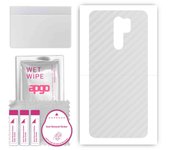apgo Protective Skin Sticker for the back compatible with Xiaomi Redmi 9, Wrap Film, Foil, Vinyl - Pattern Transparent Carbon