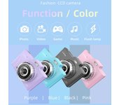 Cámara portátil para niños 1080P Cámara compacta 48MP Lentes duales Zoom óptico 8* Compatible con memoria TF de 32 GB púrpura