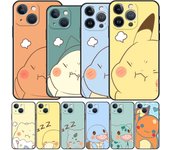Funda para Apple iPhone 14, 11, 13, 7, 12 Pro, 7, XR, XS Max, 8 Plus, 6, 14Pro, 13Mini, color negro, suave, Pikachu, Pokémon iPhone 14 Pro Max