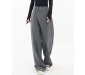 Pantalones de traje Vintage elegantes para mujer, pantalones clásicos holgados negros coreanos con dinero antiguo, pantalones de retales para oficina, Palazzo para mujer L negro