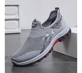 Zapatos de malla para hombre, zapatillas de deporte ligeras y cómodas para hombre, zapatos planos sin cordones, mocasines 47 negro