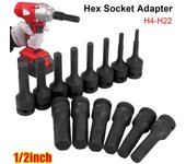 1 Pieza Métrico Vástago de 1/2 Pulgada Hexagonal Vaso Hexagonal 80mm Longitud Llave de Vaso Hex H22