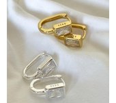 Pendientes de aro en forma de U de circonio cuadrado de plata 925 para Mujer, exquisitos Huggies geométricos de Color dorado y plateado, Pulseras de joyería para Mujer oro