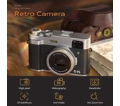 Cámara digital portátil Cámara de vídeo 5K Pantalla IPS de 2,8 pulgadas Lentes duales de 48MP Zoom digital 16X Auto marrón