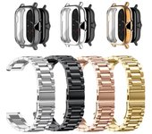Funda protectora de pulsera para Amazfit Bip 3 5 /Bip Pro 3/GTS 3 4, fundas de pantalla táctil con correa para Amazfit GTS 2/2 Mini banda de acero inoxidable  Amazfit Bip U Pro  plata