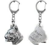 Bóxer, Bóxer Alemán I - Llavero plateado con perro, adorno para bolso, colgante para mochila de la marca Art-Dog plata