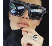 Gafas de sol brillantes de gran tamaño para mujer, gafas de sol cuadradas a la moda, gafas de sol nuevas de playa, gafas con diamantes
