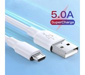 Cable Micro USB 5A Cable de carga rápida Cable Micro USB para teléfono móvil para Xiaomi redmi Samsung Android Cable de datos Micro USB 2M blanco