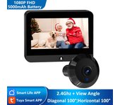 Mini timbre digital negro 1080P Tuya Smart Life Home de 4,3 pulgadas con mirilla, cámara de vídeo para puerta, WiFi, IR, 940 nm, visión nocturna, S50 S50
