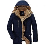 Abrigos de invierno de alta calidad para hombre, chaquetas de carga con múltiples bolsillos, abrigos largos de invierno para hombre, chaquetas de plumón, parkas cálidas informales con capucha, 7XL 7XL azul