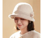 Sombrero de pescador para mujer, otoño e invierno, versión coreana, cálido, estilo británico, retro, informal, versátil, elegante, pequeño, sombrero para mamá One size  (50-60cm) negro