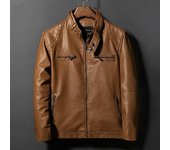 Marca Hombres Chaquetas de cuero y abrigos Casual Hombres Stand Collar Motocicleta Hombre Pu Chaqueta M negro