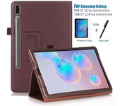 Funda para tableta Samsung Galaxy Tab S7 Plus de 12,4 pulgadas 2020 SM-T970 SM-T975 Funda de litchi plegable delgada de cuero PU para Tab S7 de 11 pulgadas T870 T875 Pen + Glass For S7 T870 T875 T876 blanco