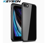 Funda de moda KEYSION para IPhone SE 2020 XR XS Max X 8 7 Plus, funda trasera transparente mate a prueba de golpes for iPhone 7 negro