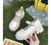Zapatos de plataforma de verano de cuero para mujer, mocasines Oxford informales con suela gruesa, zapatos de cuña Lolita para mujer, Mary Jane, tallas 35 a 43 35 beige