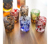 Vaso de whisky Edo Kiriko de estilo japonés hecho a mano, de colores cortados a mano, vasos transparentes, vasos antiguos teñidos de color 240ml