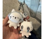 Lindo llavero con forma de pareja de gatitos y auriculares, mini llavero de peluche con forma de gato llorando, colgante para bolso con forma de abeja y perro de dibujos animados, decoración para mochila Earphone Cat