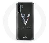 Coque pour Huawei P30 Pro Vikings Série Saison 6 logo V Epée Gris Fond Noir