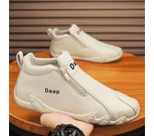 Zapatos de cuero de moda para hombre, mocasines de lujo que combinan con todo, botas casuales hasta el tobillo, zapatos planos formales para conducir para hombre, tenis 45 negro