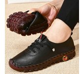 Mocasines con plataforma, zapatos informales para mujer, nuevos zapatos planos de cuero de verano, cómodos zapatos para mamá 38 negro