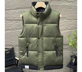 Chaleco cálido de moda para hombres, chaquetas gruesas sin mangas con cremallera, abrigos de talla grande para hombres, chaleco de invierno M negro