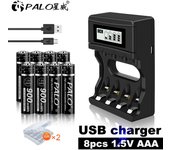 Batería recargable de litio AAA de 1,5 V, batería AAA de 900 mWh, baterías recargables de iones de litio AAA de 1,5 V, batería recargable AAA de 1,5 V