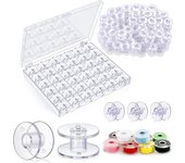 25 bobinas transparentes para máquina de coser, bobinas vacías, caja de almacenamiento de plástico para accesorios de costura y herramientas de bricolaje para el hogar. blanco