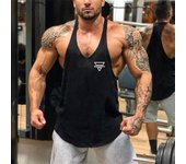 Chaleco deportivo de algodón para hombre, camiseta sin mangas de entrenamiento deportivo con cuello redondo, camiseta sin mangas para culturismo muscular, camiseta con tirantes M negro