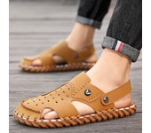 Sandalias para hombre, sandalias de verano para ocio en la playa, zapatos para hombre 2024, nuevas zapatillas de deporte para exteriores, sandalias casuales cómodas retro para hombre 38 negro