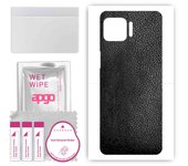 apgo Protective Skin Sticker for the back compatible with Motorola Moto G 5G Plus, Wrap Film, Foil, Vinyl - Pattern Black Leather