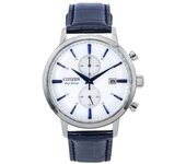 Reloj Citizen Eco-Drive Cronógrafo con correa de piel y esfera blanca CA7069-16A para hombre blanco