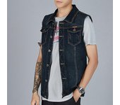 Chaleco vaquero grande para hombre, corpulenta, extra, camiseta sin mangas con una botonadura, chaqueta informal sin mangas, ropa de moda para hombre, primavera y otoño M blanco