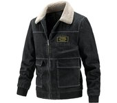 Chaqueta Vaquera para Hombre Chaqueta de Algodón de Otoño e Invierno Chaqueta de Trabajo Informal con Aislamiento de Felpa para Hombre M