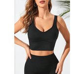Sujetador deportivo de verano para mujer, chaleco de yoga Cloud Feel sin espalda, ropa interior deportiva sin costuras para correr. S negro