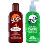 Aceite bronceador Malibu SPF4 200ml + Gel de Aloe para después del bronceado 200ml