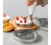 Moldes para tartas y muffins de acero inoxidable, porosos, redondos, para repostería, postres, cortadores circulares, herramientas para hornear Round