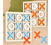 Juego de tres en raya de madera XO, mini tablero de ajedrez, rompecabezas interactivo, juguetes educativos Montessori de entrenamiento, regalo para niños, niños y niñas 1PCS