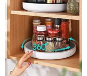 Estante de almacenamiento de condimentos giratorio multifunción 360, organizador de cocina impermeable antideslizante, accesorios 25cm gris