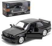 1/36 BMW M3 1987 Modelo de coche de juguete de aleación Vehículos de juguete de metal Auténtico exquisito Interior Pull Back 2 puertas abiertas Regalo para niños negro