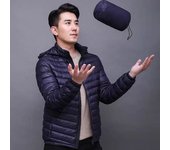 Chaqueta cálida de invierno para hombre, chaqueta de plumón ultraligera de marca a la moda, abrigo informal con cuello levantado, chaqueta con capucha delgada M