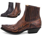 Botas de vaquero informales con punta puntiaguda para hombre, antideslizantes, bordadas, con tacón bajo grueso, botines estilo western, botines formales de vestir estilo retro para hombre 35 marrón oscuro