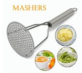 Machacador de patatas de acero inoxidable, triturador de verduras y frutas, herramienta de cocina, accesorios de cocina plata