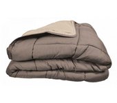 Couette chaude Bicolore Gamme Microfibre  Cocoon Non feu  Toison d'or - Cocoon Taupe Lin - 220 x 240 cm pour lit 2 places