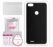 apgo Protective Skin Sticker for the back compatible with Tecno F2, Wrap Film, Foil, Vinyl - Pattern Carbon Black