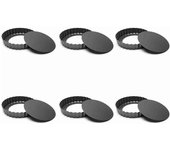6 moldes para quiche de 3 pulgadas de grado alimenticio que evitan que se peguen, molde para tarta de acero al carbono con fondo extraíble para