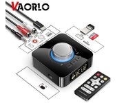 VAORLO M5 adaptador de Audio inalámbrico transmisor receptor para auriculares estéreo para TV soporte de sonido TF u-disk Play Digital con micrófono negro