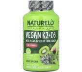 NATURELO, vegan vitamin K2 + D3, 60 veggie capsules