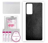apgo Protective Skin Sticker for the back compatible with Motorola Edge 20 Pro, Wrap Film, Foil, Vinyl - Pattern Black Leather